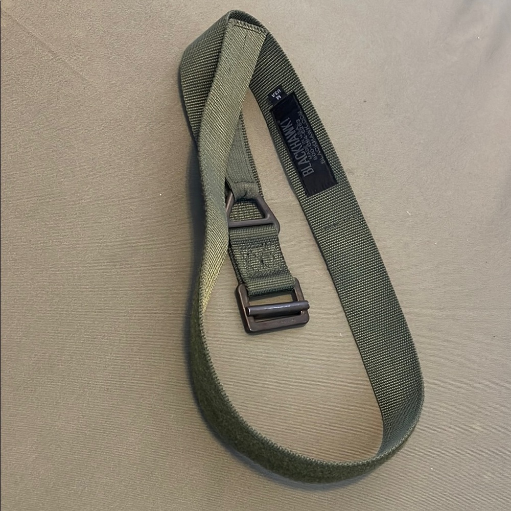 BLACK HAWK Adjustable Tactical Olive Green BELT  made in U.S  size MEDIUM